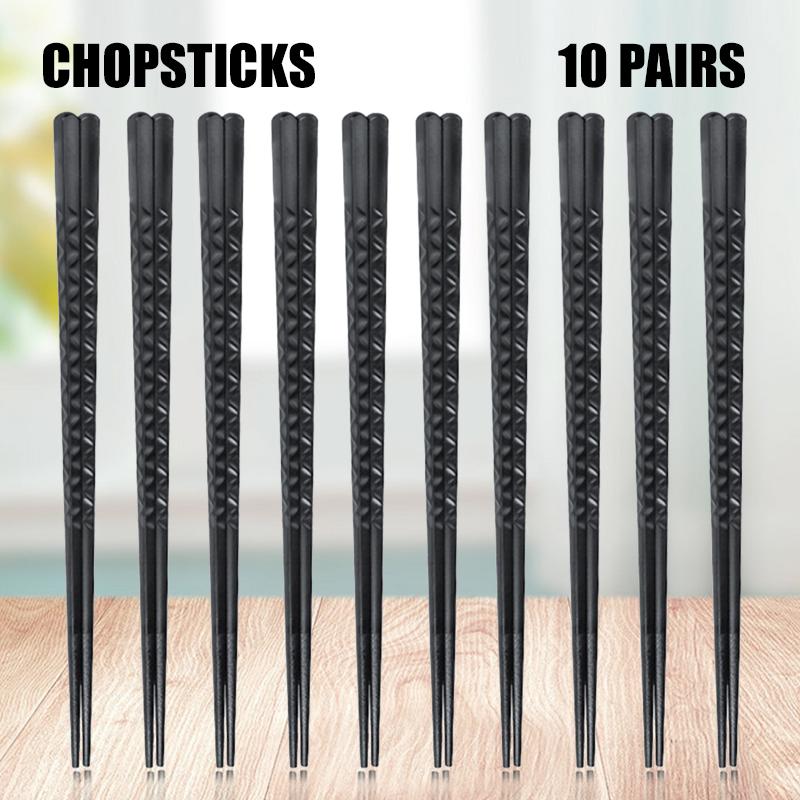 10-Pairs Fiberglass Chopsticks With Carved Reusable High Temperature Resistant Non-Slip Housewarming Gift