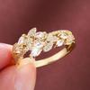Exquisite Wheat Ear Zircon-Inlaid Copper Ring - Simple, Fashionable Pastoral Style Women's Jewelry