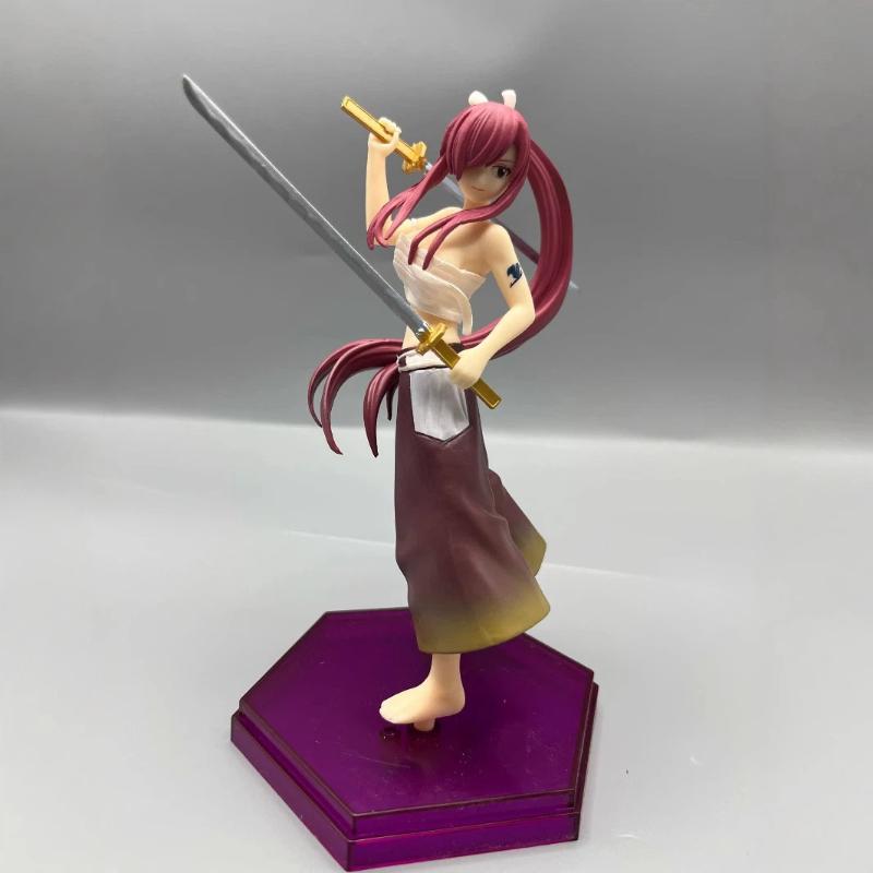 Anime Fairy Tail Erza Scarlet Action Figure Standing Pose With Demon Sword Boxed Collectible Desktop Ornament For Anime Fans