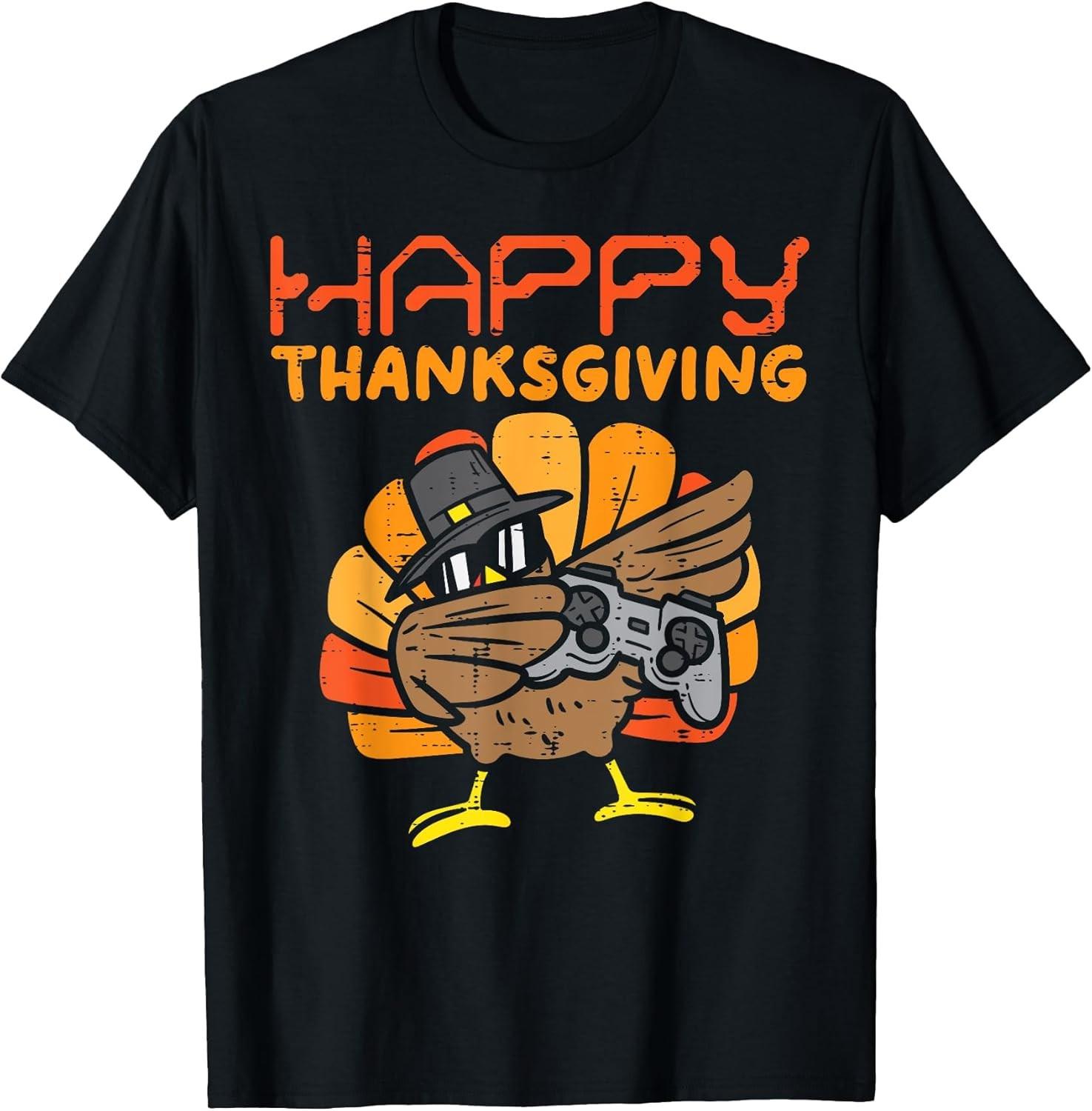 BEST! Happy Thanksgiving Dabbing Gamer Turkey Tee S-3XL XXXXL
