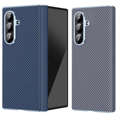 Business 600D Kohlefaserlederbeschichteter Rahmen mit klappbarer Handyhülle für Samsung Galaxy Z Fold 7 6 5 4 3 Slim Schutz Rückseite