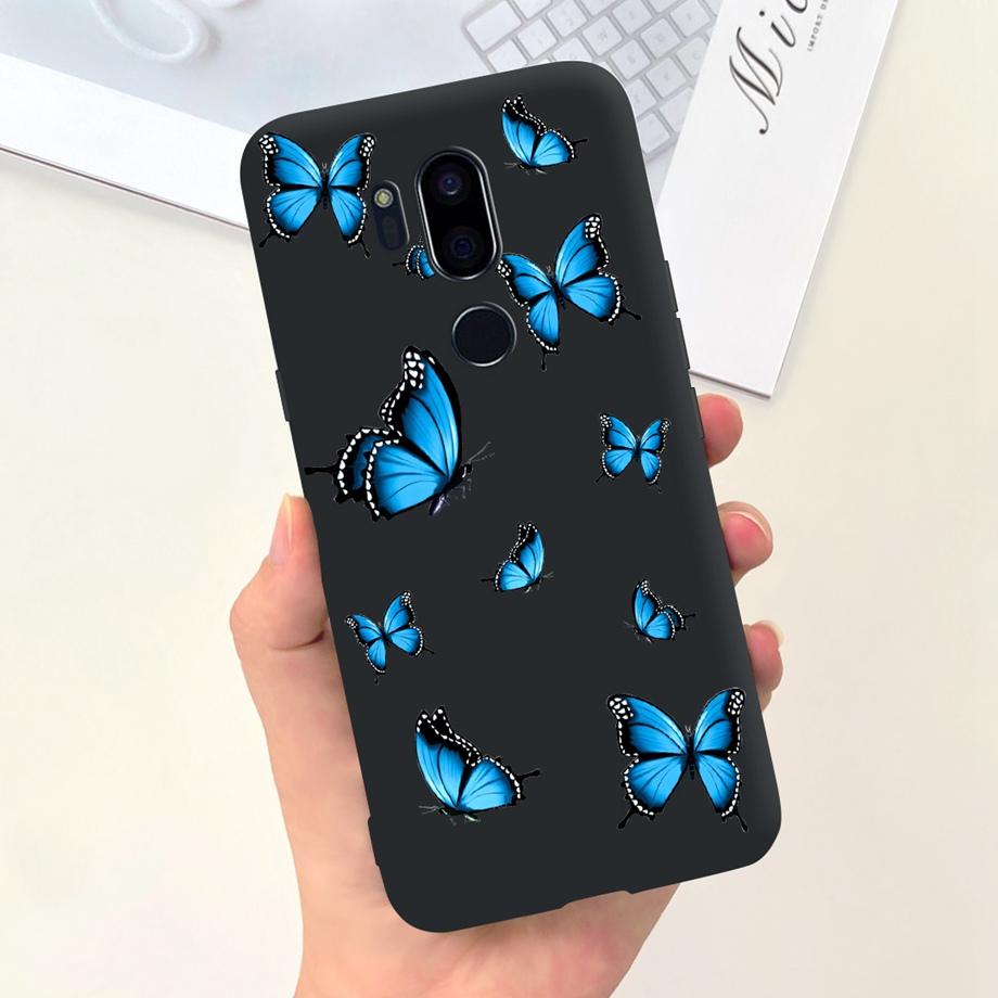 Für LG G7 ThinQ Hülle Silikon Weiche Handyhülle Girly Mode Blume Schwarz TPU Stoßfänger Für LGG7 G 7 ThinQ G710 Hülle Niedliches Muster