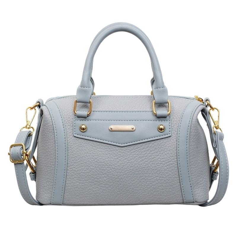 Contrast Splicing Mini Boston Bag For Women Retro Style Handbag With Metal Plate For Daily Work School Shopping Travel