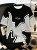 European and American men's summer spliced striped letter print soft and breathable round neck T-shirt outdoor casual top