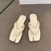 Beautiful skirt, silver toe beach slippers, women's summer wear new flat-bottomed flip-flops, pig's trotters, cool slippers