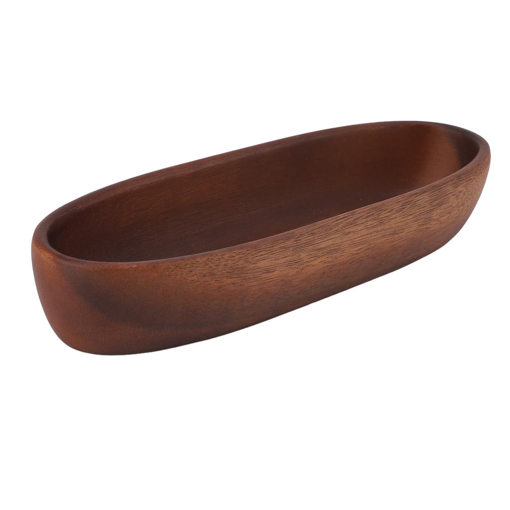Wooden Salad Bowl Multipurpose Large Capacity Wooden Boat Shaped Bowl for Food Bread Fruits Snack Dessert