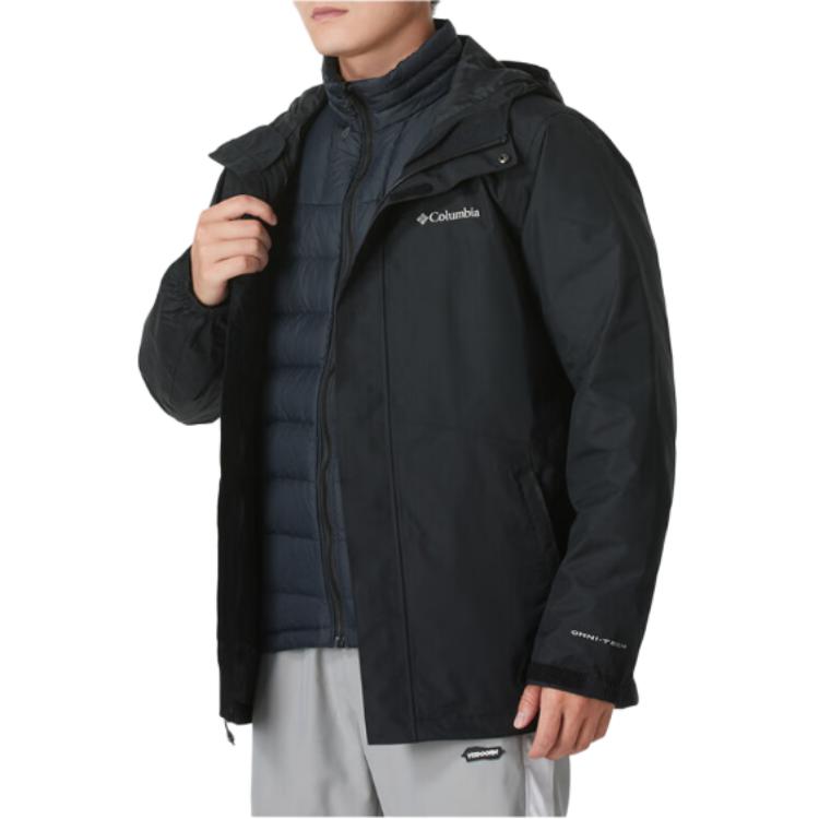 Columbia Hiking Omni-Tech Waterproof Thermal Reflective Technology 700 Fill Comfortable Three-In-One Detachable Down Jacket Men Jacket XE5418-010