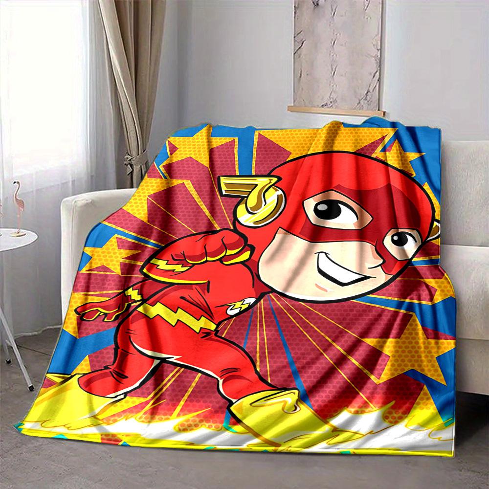 

1pc Superhero Flash Flannel Throw Blanket Lightweight Soft Warm All Season Blanket for Sofa, Bed, Travel, Camping L1024215 80x120cm