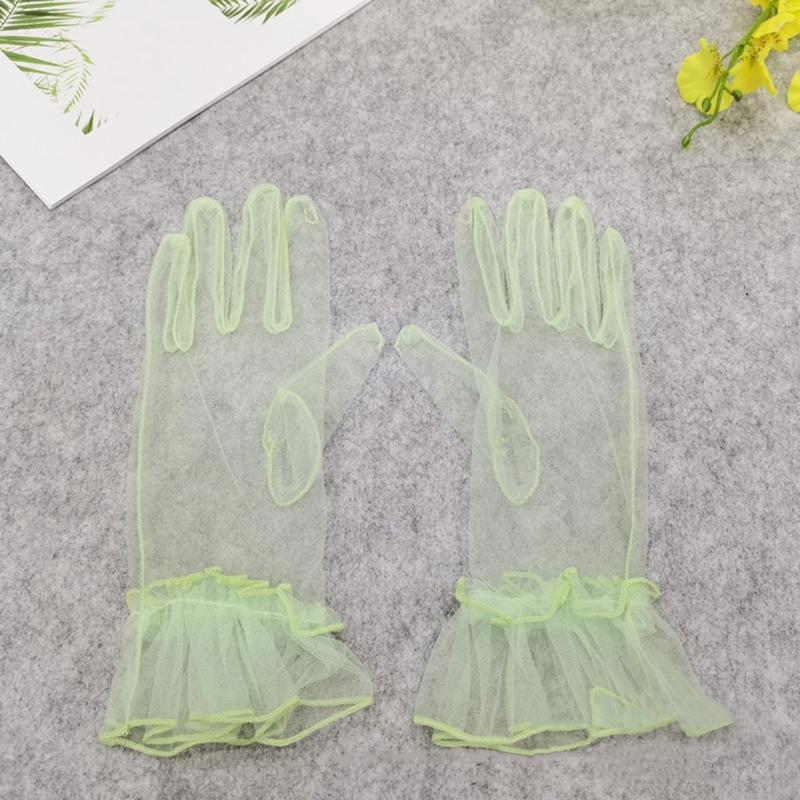 Stylish Short Gloves Full Finger Gloves Wrist Length Short Gloves Tulle Gloves Party Gloves for Prom Party Tea Parties