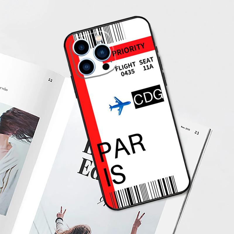 London Toronto Boarding Pass Case For iPhone 17 Pro Max 14 13 12 11 15 16 Pro Max mini 15 Plus 16e 17 Air Phone Cover