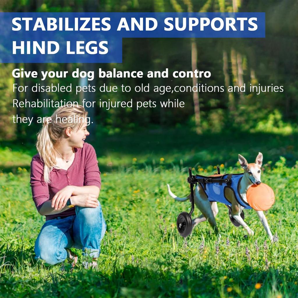 XS/S/M Adjustable Dog Wheelchairs for Back Legs Dog Wheelchair Cart for Hip Support Mobility Aids for Small Pets Hind Limbs