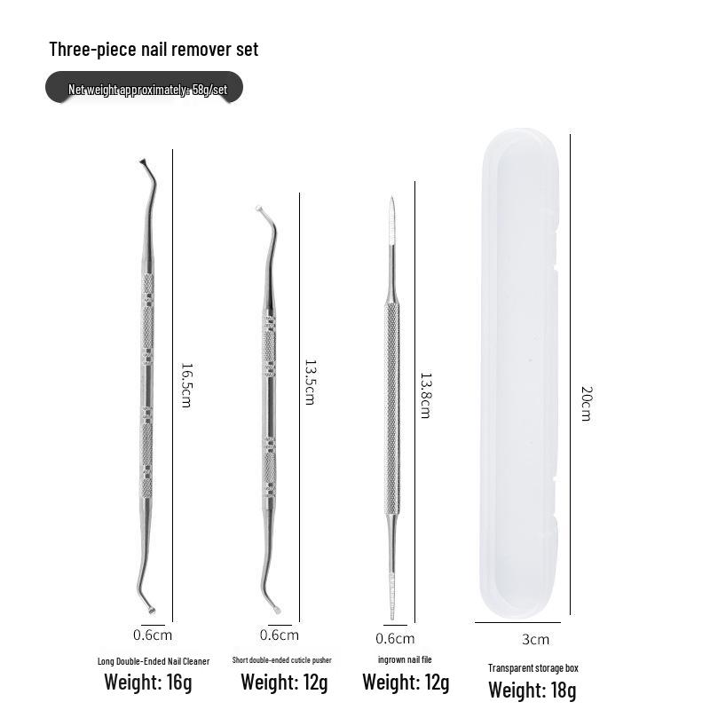 Stainless Steel Double-Ended Cuticle Pusher & Nail Groove Tool Set