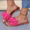 Sandały Damskie Słodka Kokarda Letnie Buty Damskie Płaskie Sandały Kapcie Domowe i Zewnętrzne Sandały Damskie Letnie Obuwie Damskie