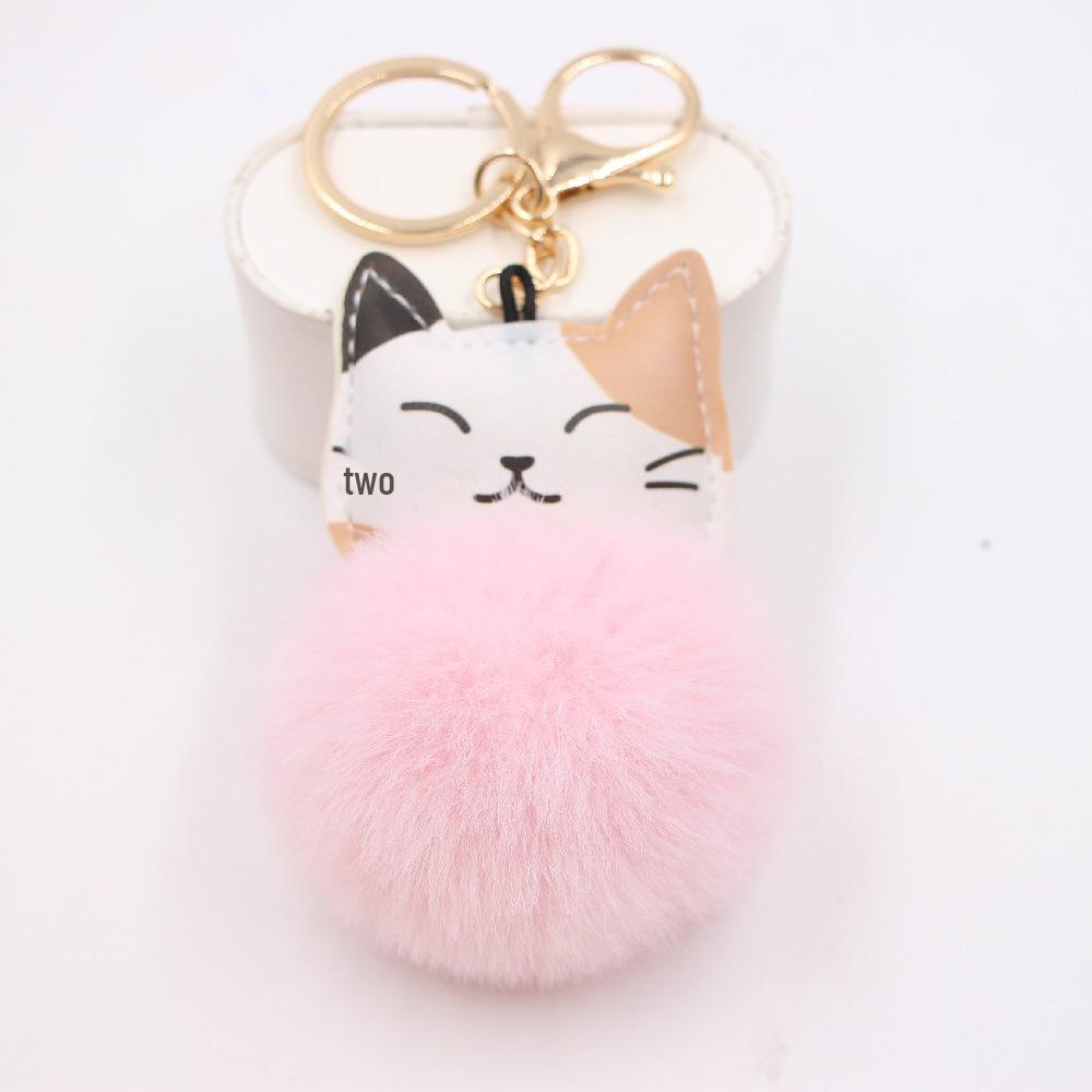 Lucky Cat Plush Pompon Keychain Pendant for Backpacks & Wallets