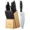 Kitchen Knife Set with Block and Sharpener, 15 Piece High Carbon Stainless Steel Sharp Knife Set, Kitchen Cutlery with Ergonomic Handle, Sharpening