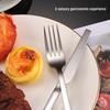 Square Handle Stainless Steel Cutlery Set: Knife, Fork, and Spoon for Hotels and Restaurants.