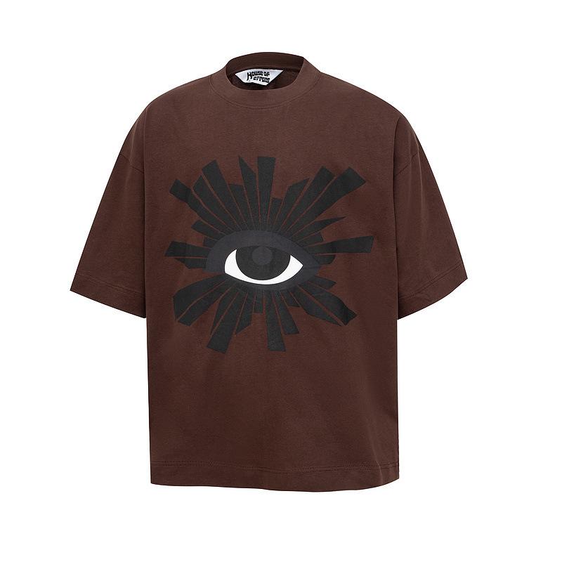 Cross-border trendy brand HOUSE & ERRORS Eye of Truth Letter Pattern Printed Short Sleeve T-Shirt Men's and Women's High Street Half Sleeve