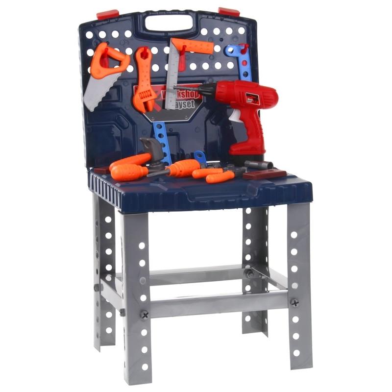 Dílna v kufříku DIY Stůl 2v1 Sada Nářadí Vrtačka