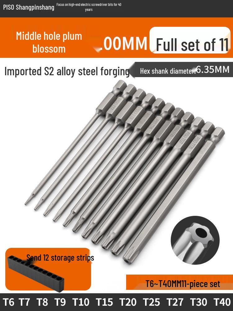 Hex Socket Air Impact Driver Bit Set: 1/4 Extended Wrench, Sizes 6T-30T, Electric Screwdriver, Strong Magnetic