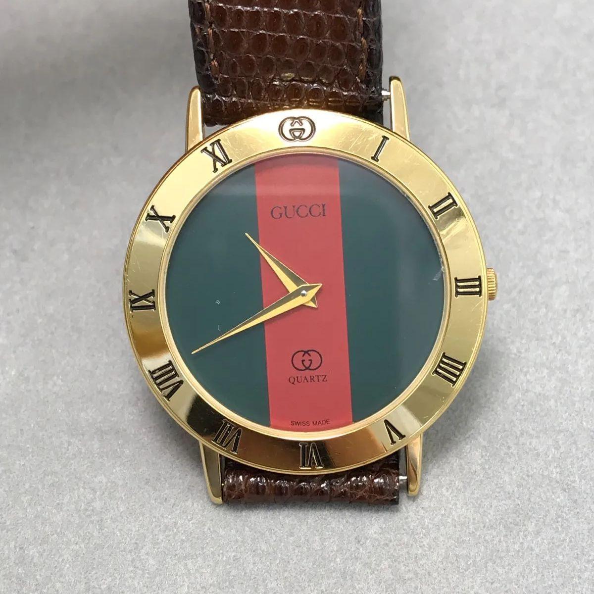 Used GUCCI Gucci watch immovable item 3001M Sherry line leather belt 1930