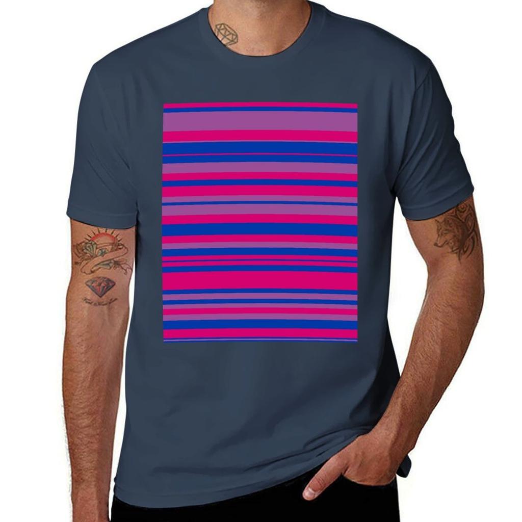 T-shirt Colori Bandiera Bi Pride Top Corto Manica Corta Dry Fit per Corsa