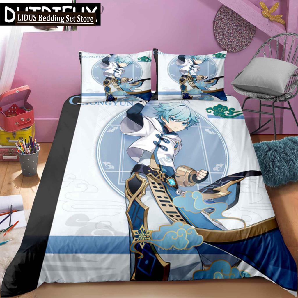 Anime Genshin Impact 3D Printed Bedding Set King Duvet Cover Pillow Case Comforter Cover Bedclothes Duvet Covers 200x200