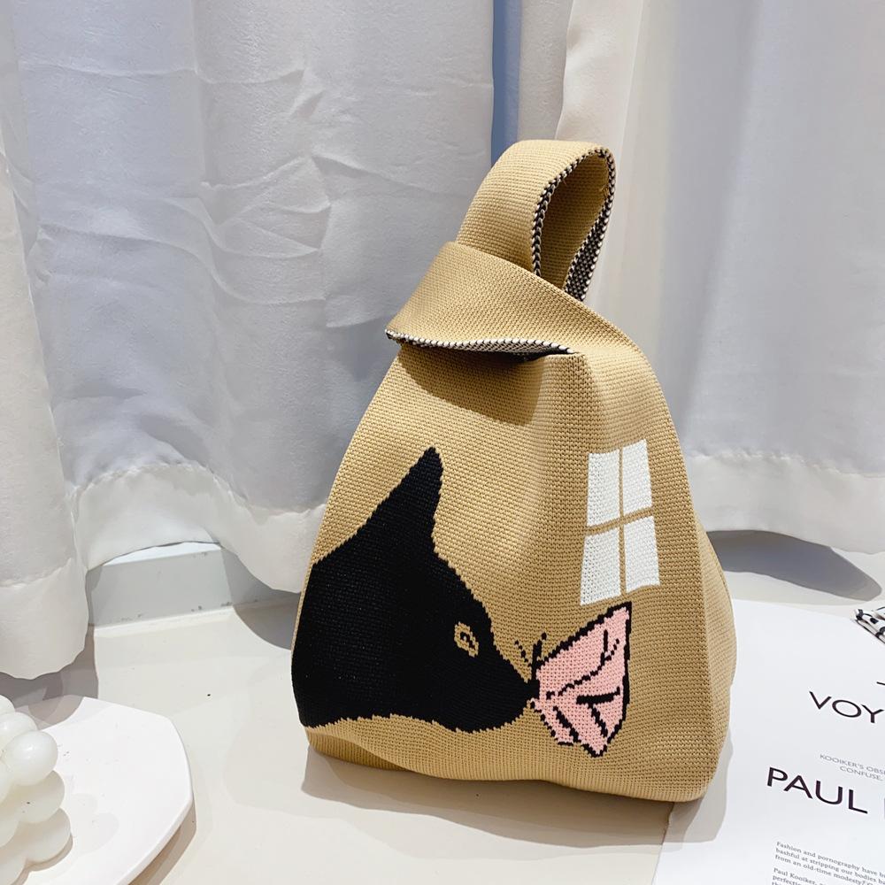 Large Capacity Knitted Bag Women'S Knitted Handbag Tote Bag Portable Storage For Outdoor Use Soft Woven Versatile And Cute Bag
