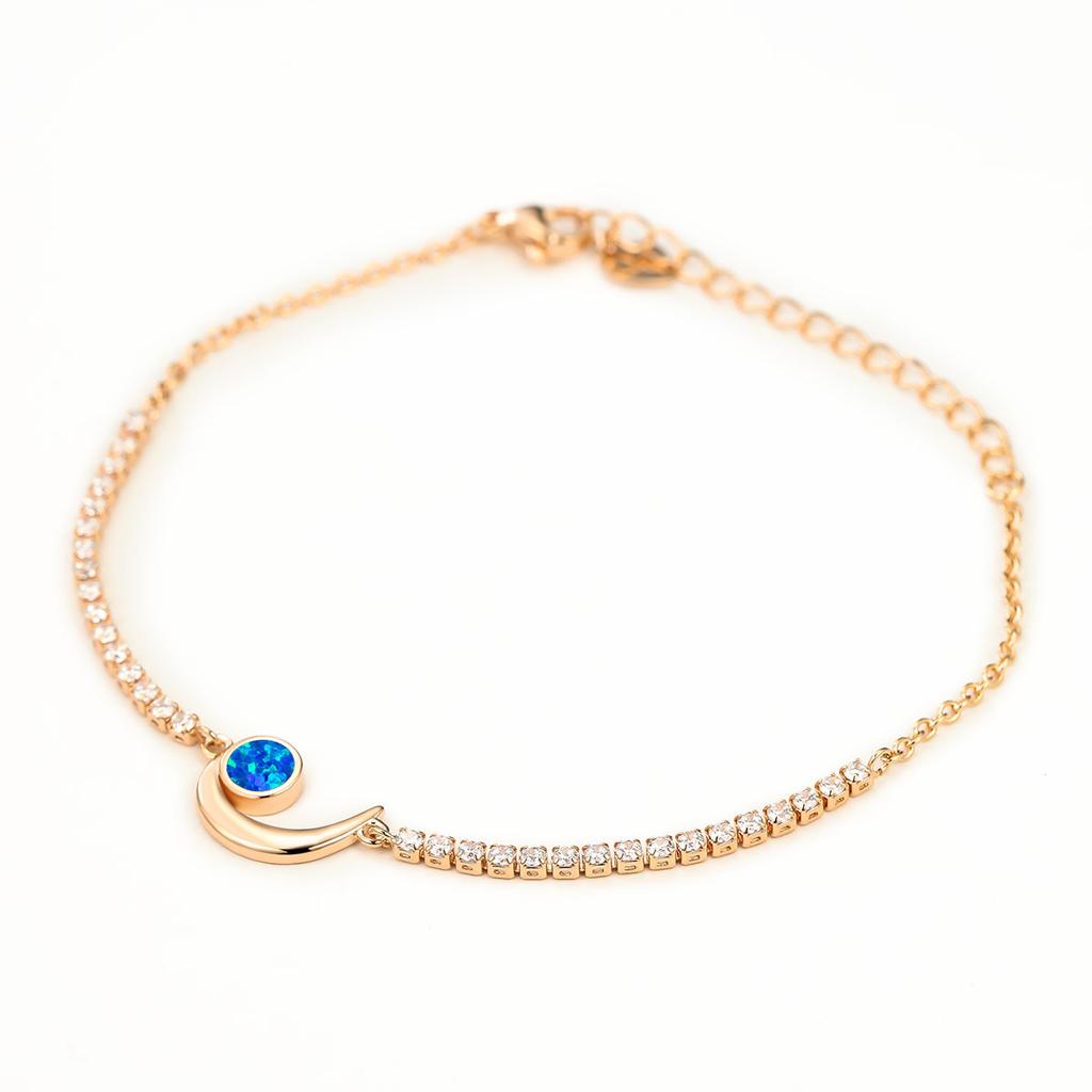 New Personalized Rose Gold Circular Crescent Diamond Inlaid Baita Bracelet