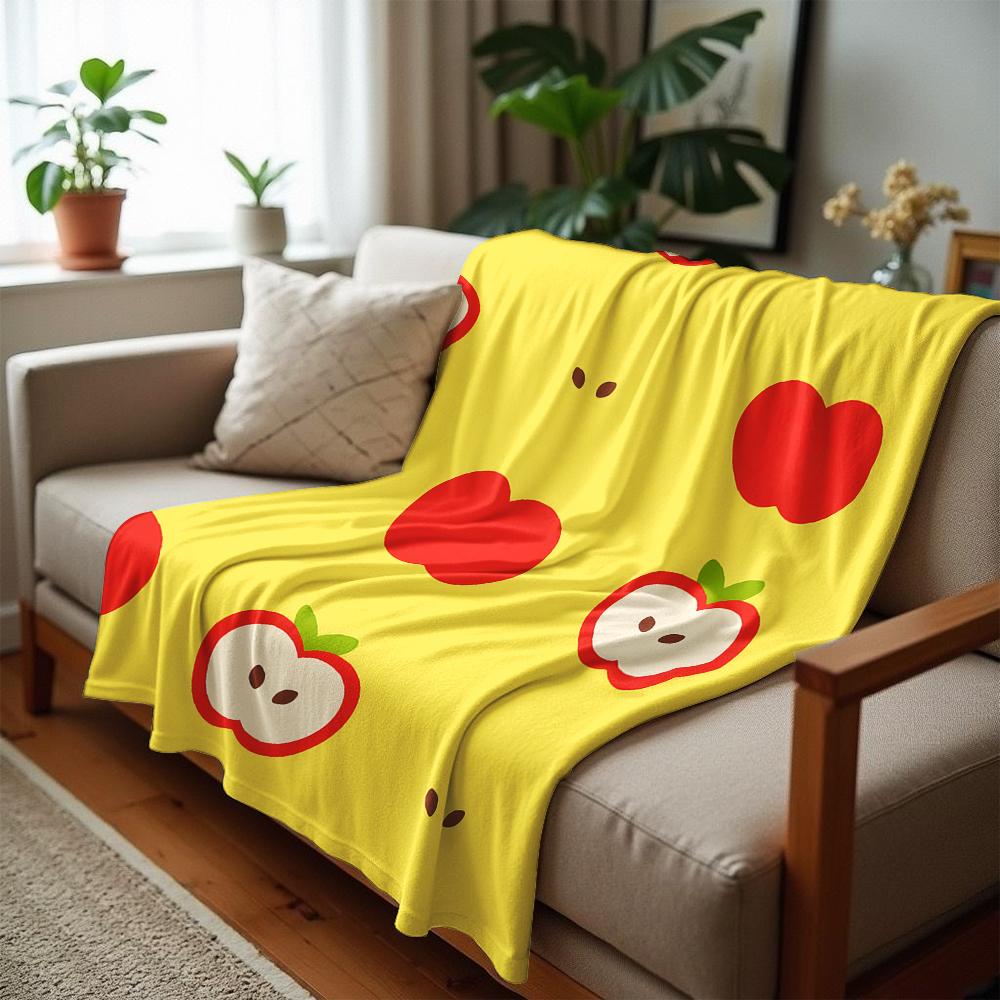 Simple Apple Fruit Soft Flannel Blanket Breathable Warm Throw for Office Car Sofa Kids Room Birthday Xmas Gift