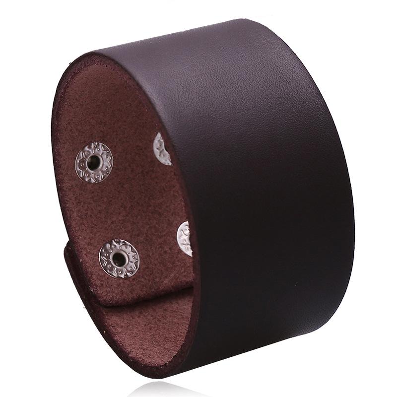 

Zorcvens New Fashion Black Brown Genuine Leather Bracelet For Men Femme Punk Vintage Wide Cuff Bracelets Jewellery