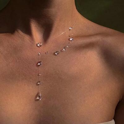 Minimalist Imitation Water Drop Dripped Dewdrops Clavicle Chain Niche Ins Creative Necklace Women Fashion Jewelry
