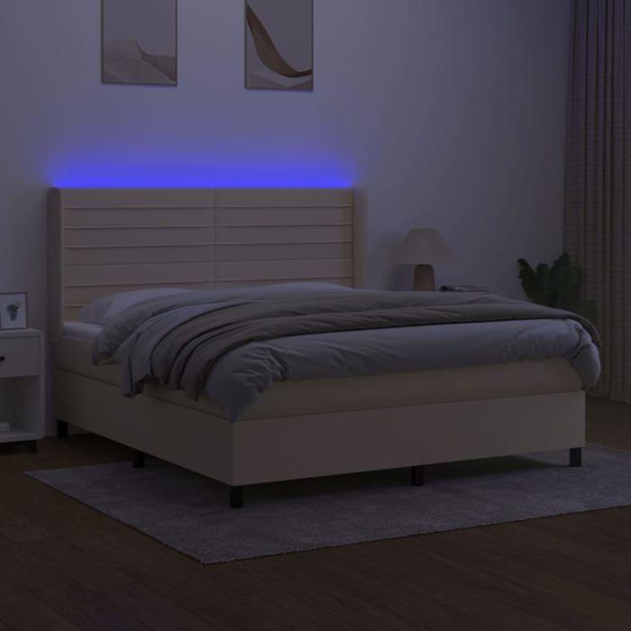 VidaXL Sommier à Lattes de Lit avec Matelas et LED, Lit Rembourré, Lit Double, Lit Adulte de Chambre à Coucher Intérieur, 3138418