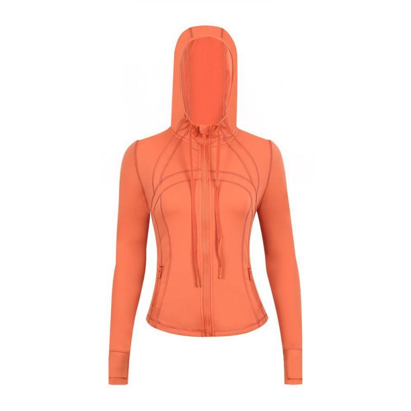 Damen atmungsaktive Kapuzen-Yogajacke Langarm Fitness Top Activewear