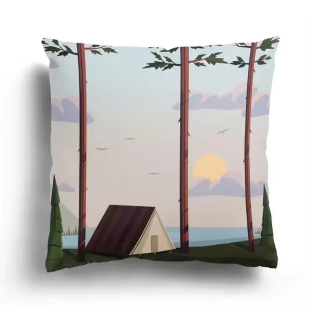 Cushion Cover Pillow  Autumn Scenery Home Decor Sofa Decorative