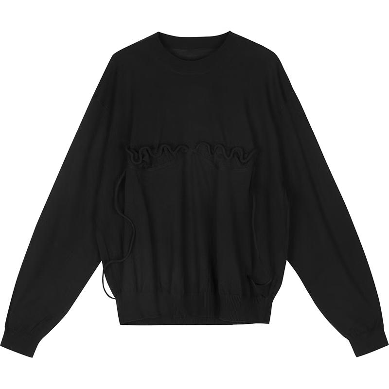 JNBY Women s Loose Fit Round Neck 100% Wool Knit Sweater L