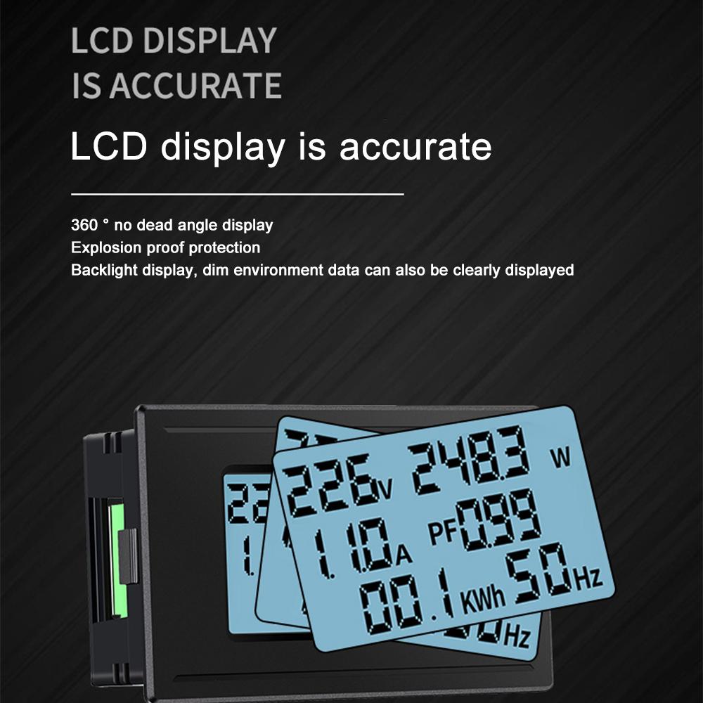 Digital Voltmeter Ammeter AC 5A/10A/20A/100A Power Electricity Meter 1100W/2200W/4400W/22000W HD Display Voltage Current Meter