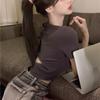 Short Top for Women In Summer Sexy Hot Girl Style Backless Base Shirt Solid Color Versatile Short-sleeved T-shirt for Women