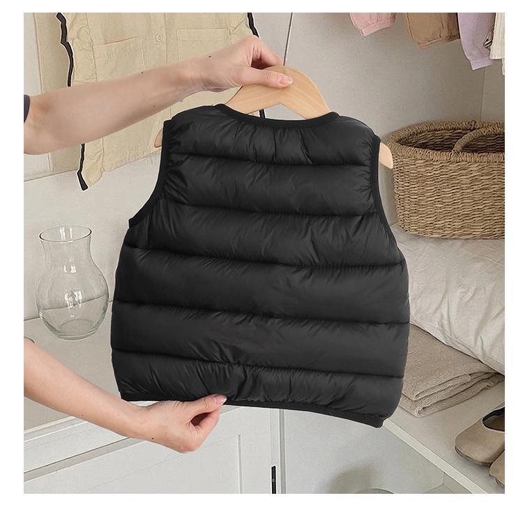 2026 Autumn-Winter Kids' Lightweight Down Cotton Vest - Boys & Girls Sleeveless, Warm, Versatile Korean Style Solid Color Cape