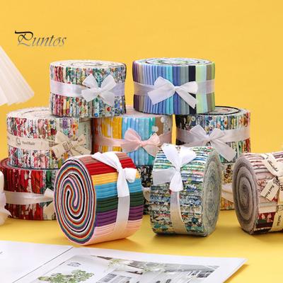 40 Blätter Quiltstoff Patchwork Vorgeschnittene Baumwollstoffstreifen Blumenmuster Stoffrollen für Heimwerkerhandwerk Nähzubehör