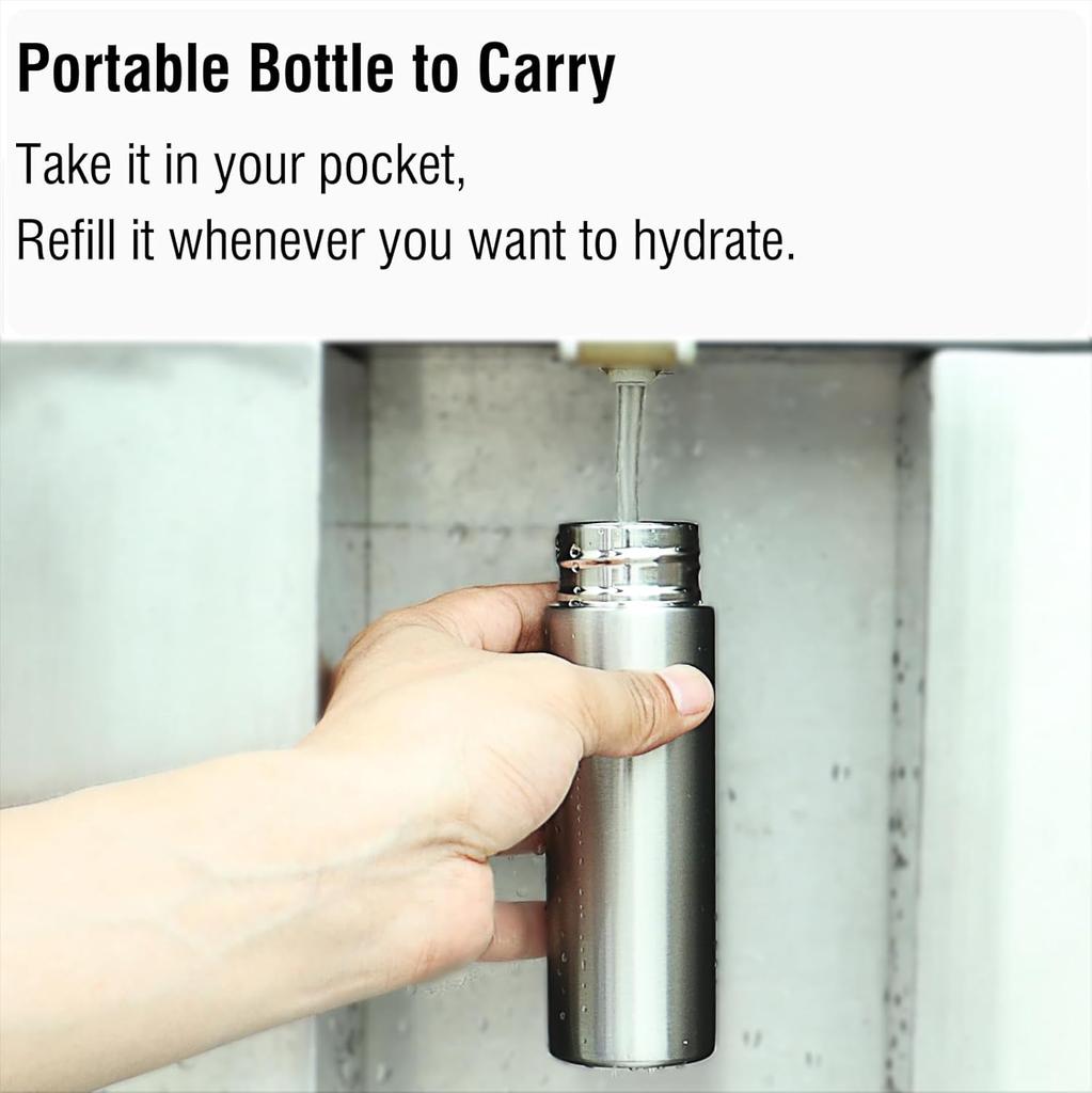 Small Water Bottle Stainless Steel Mini Slim Flask Vacuum Insulated Reusable Leak Proof Hydroflask Thermos 130ml