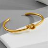 18K Gold-plated Titanium Steel Opening Knotted Bracelet for Women Fashion Simple Non-fading Bangles Jewelry Accessories Gift