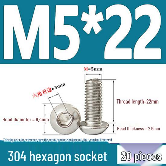 ISO7380 Stainless Steel Hex Drive Dome Head Screws - M2 to M16