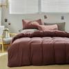Set Biancheria da Letto King Size Rosso Ruggine Scuro - Trapunte Semplici Moderne in Cotone Viola per Donne e Ragazze