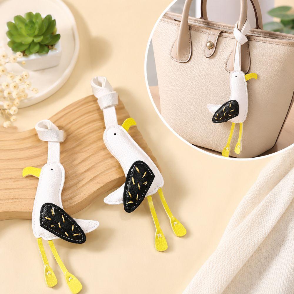 PU Leather Seagull Bag Pendant Simple Backpack Charm Creative Seagull Keychain  Bag Key Decoration