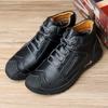 New Handmade Leather Casual Walking Hiking Shoes Men Design High Top Sneakers Comfortable Hot Sale Flat Designer Driving Shoes