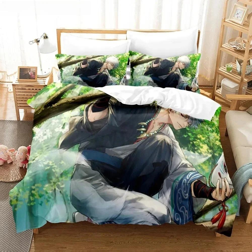NEW 3D Anime Gintama Bedding Set Quilt Cover Pillowcases Single Double Full Queen King Kids Teens 3D Sakata Gintoki Duvet Cover