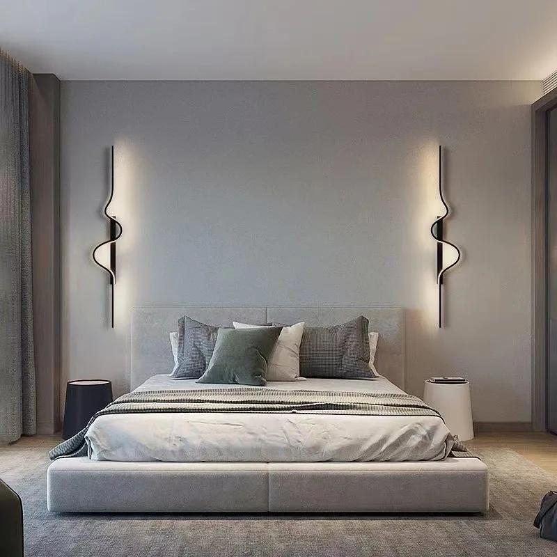 Simple Long Wave Wall Lamp Modern Light Luxury Room TV Background Wall Lamp Bedroom Living Room LED Wall Lamp Lighting Fixture