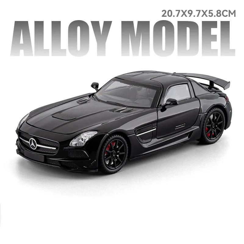 1:24 Scale SLS 300SL Sports Car Toy Model Sound Light Pull Back Doors Opened Miniature Vehicles Models Ornament Gifts for Kids