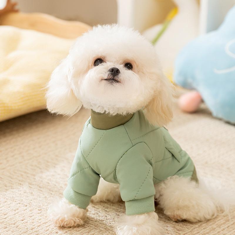 Cute dog cotton-padded clothes to keep warm in autumn and winter Small dog Teddy Bigbear bear sticker quilting cotton two-legged pet clothes