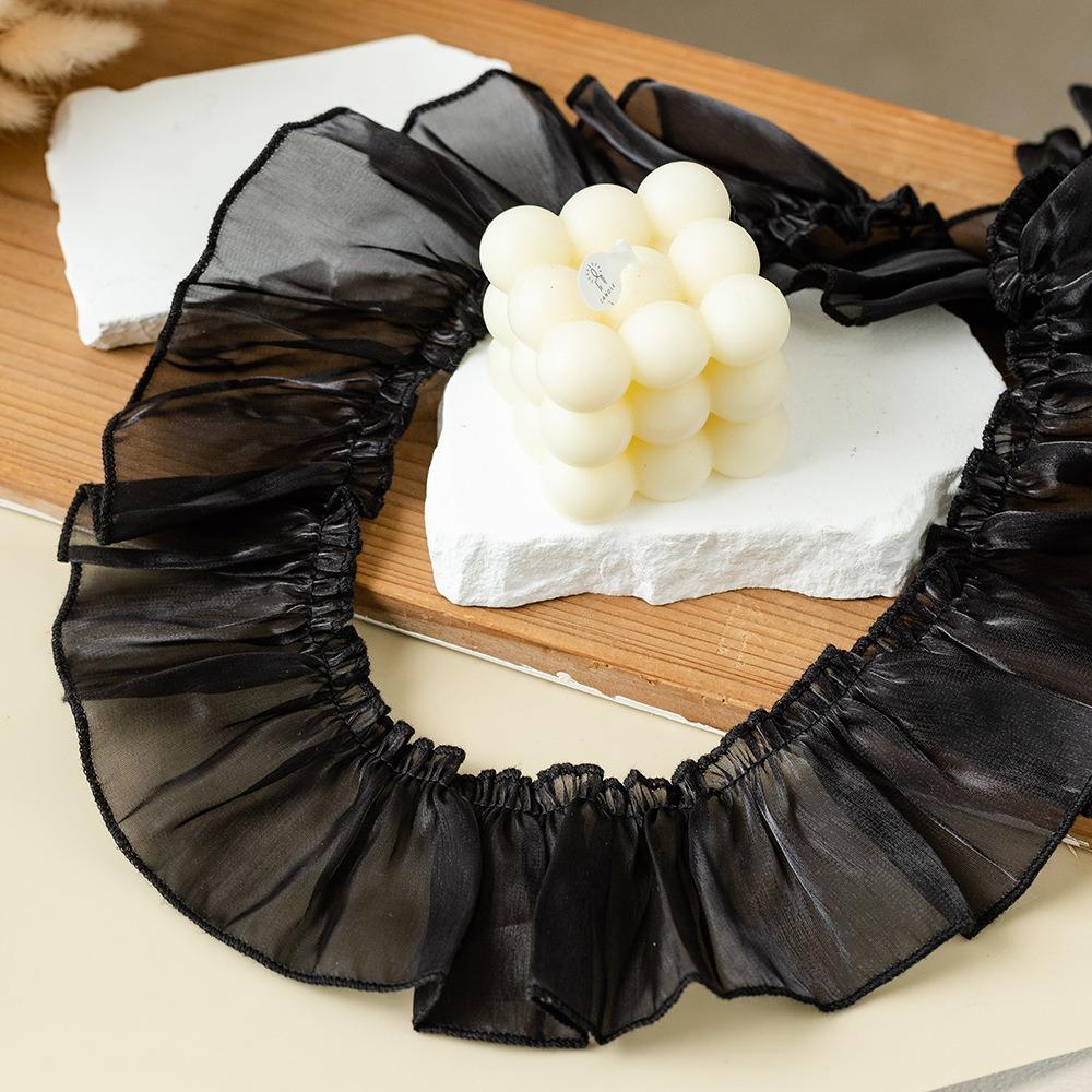 

New 7cm Wide Satin Ribbon Trim Pleated Shiny yarn Pleated Lace Trim DIY Ruffled Edge Ruffle Trim Dress Decoration чёрный
